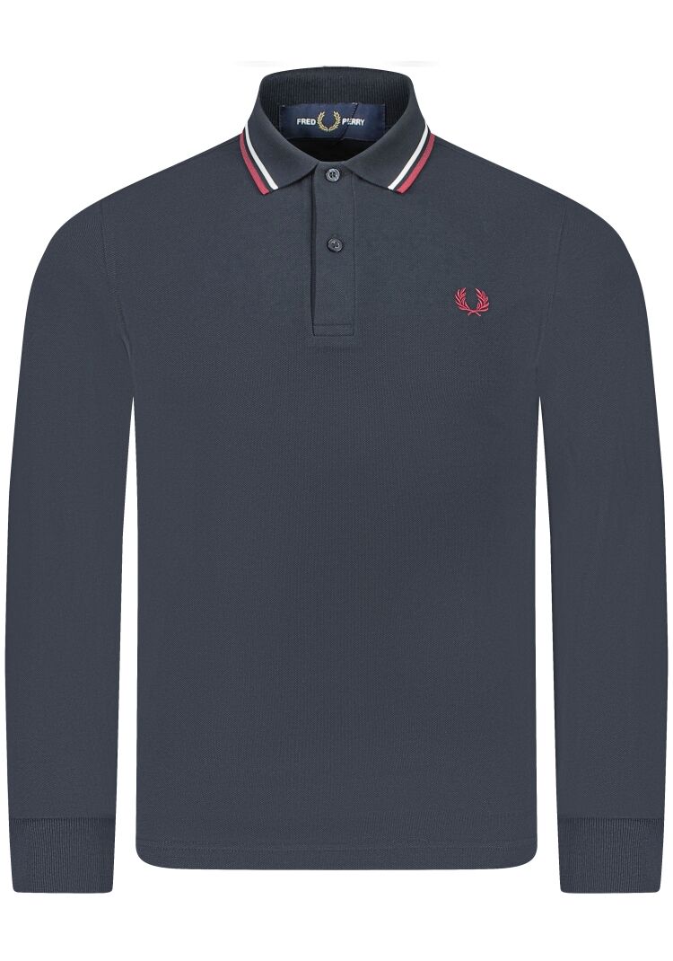 Fred Perry M3636 LS TWIN TIPPED T55 NVY/SWHT/BURNTRED