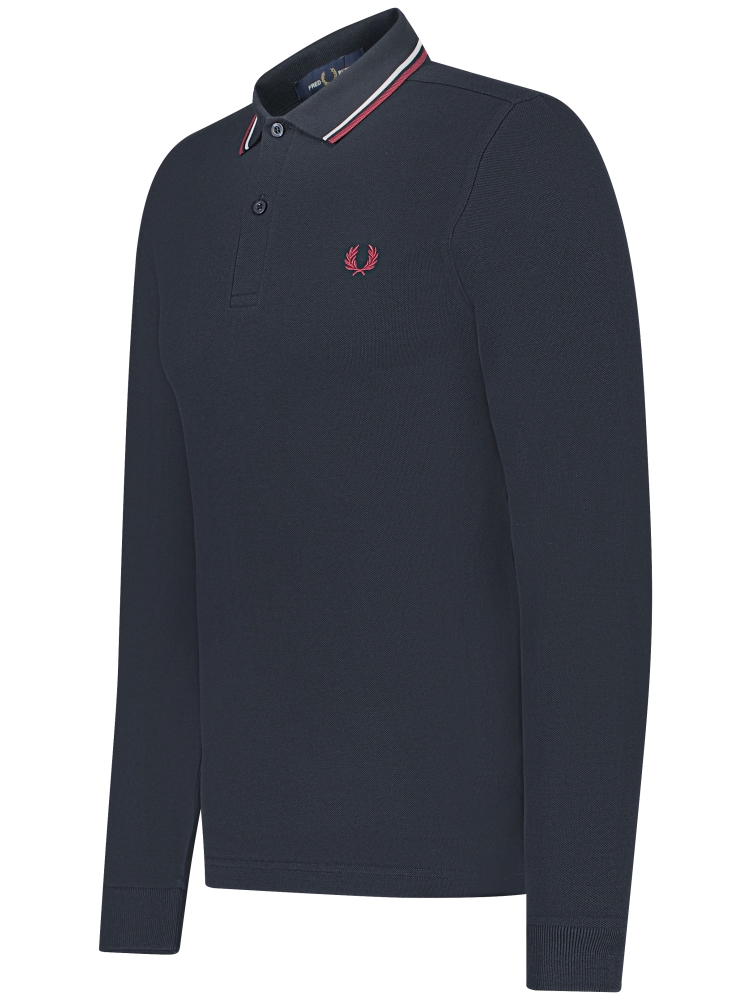 Fred Perry M3636 LS TWIN TIPPED T55 NVY/SWHT/BURNTRED