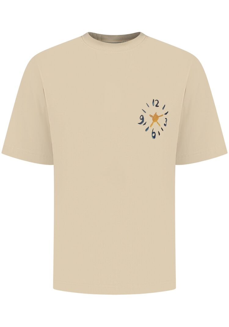 Brams fruit CLOCK ACRYLIC T-SHIRT 691 BEIGE